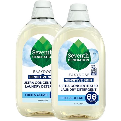 Seventh Generation Laundry Detergent, Ultra Concentrated EasyDose, Free & Clear, 23.1 Fl Oz (Pack of 2) (Packaging May Vary)