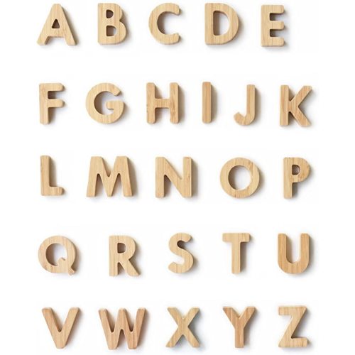 Wee Gallery Bamboo Alphabet, Natural Wood Blocks, Sensory Learning Toy, Wooden Alphabet Toys, 26 Large Letters for Toddler, Preschool Age Kids, Boy or Girl, Learn to Read, Trace, and Sort Pieces
