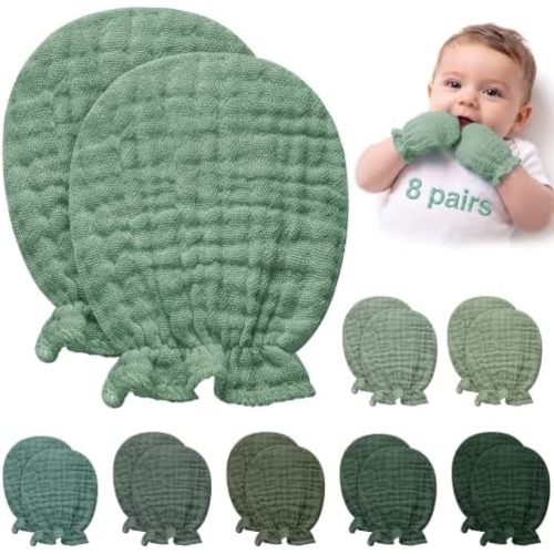 Pro Goleem Muslin Baby Mittens for Newborn, No-Scratch Soft Cotton Breathable 0-6 Months Gloves for Boys and Girls