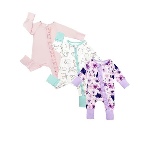 Bow Dream Bamboo Rayon Baby Rompers Jumpsuit Newborn Clothes Girl Outfit | Bamboo jumpsuit footed and footless wearable , Baby romper with mitten cuffs Newborn Outfit , Two‑way zipper , Super soft