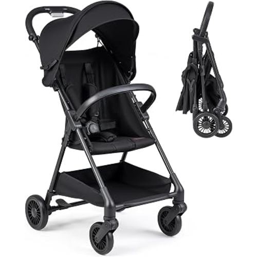 Amazon.com : BABY JOY Lightweight Travel Stroller, Compact One-Hand Fold (Gray) | Travel Stroller for Airplane with Canopy, Storage Basket, 5-Point Harness, Spring-Suspension Wheels, For Toddlers 6-36 Months : Baby