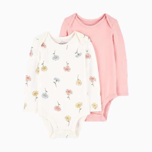Carter's 2-Pack Long-Sleeve PurelySoft Bodysuits - Pink/Ivory, 3-6 M