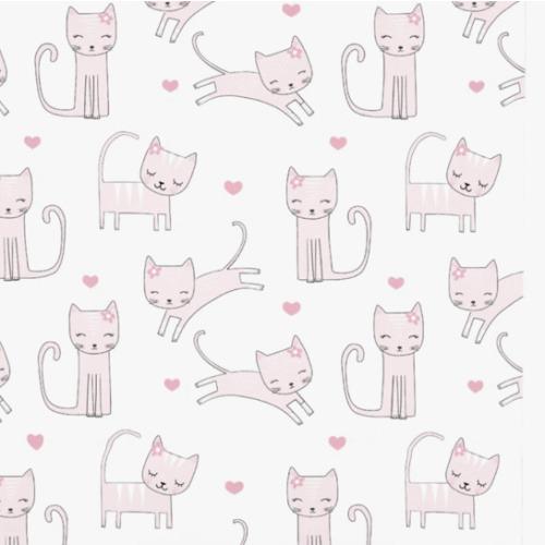 NoJo Super Soft Pink & White Purrdy Kitty Cat Fitted Crib Sheet, Pink, White