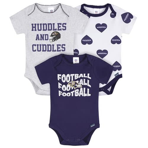 Gerber NFL Baby Girls 3-Pack Onesie Bodysuit