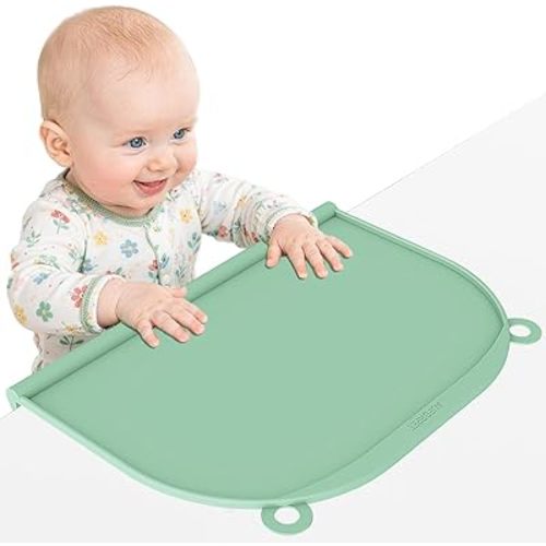 Large Silicone Suction Mat, 17" x 12" Thick Mats with Edge-Bumper, Raised Edge Leakproof, Non-Slip for Kids Toddler Baby Essentials Table Placemat, Restaurant Eating, Plates, Art, Craft & Painting