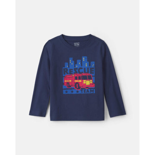 Toddler Boy 'Rescue Team' Firetruck Long-Sleeve Graphic Tee - Navy Blue | Carter's