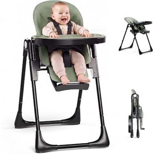 3 in 1 Foldable Baby High Chair, Portable Highchair, Sage Green
