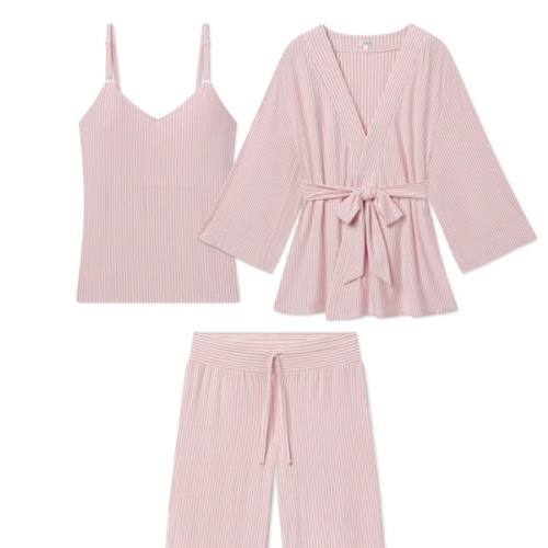 LAKE | Women | DreamModal Pajamas | Carnation Pencil Stripe Maternity Kimono Bundle