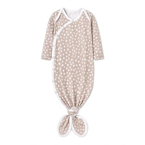 Copper Pearl Baby Gown - Knotted Newborn Sleepers for Baby Boy and Girl, Soft Stretchy Long Sleeve Infant Gowns with Bottom Tie and Hand Mittens, Perfect Hospital Coming Home Outfit (Fawn)
