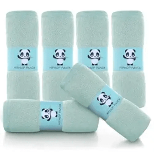 HIPHOP PANDA Baby Washcloths, Rayon Made from Bamboo - 2 Layer Ultra Soft Absorbent Newborn Bath Face Towel - Reusable Baby Wipes for Delicate Skin - Green, 6 Pack