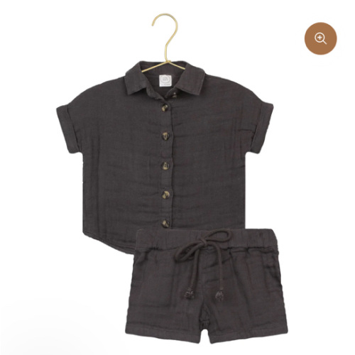 Cloud Muslin™ Shirt + Short Set - Charcoal