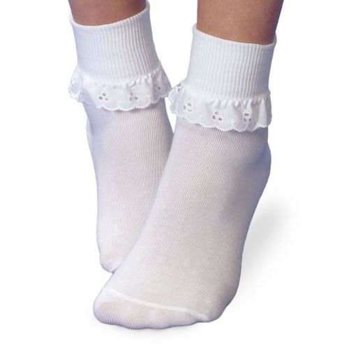 White Eyelet Ruffle Socks 2154