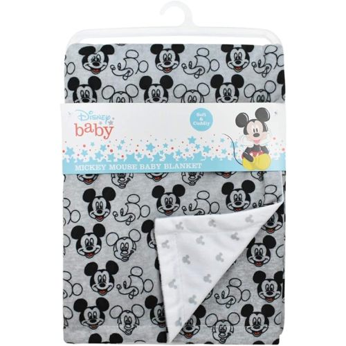 Cudlie Disney Baby Boy Mickey Mouse Baby Blanket Double Sided Mink with Grey Micky Print (30x40)