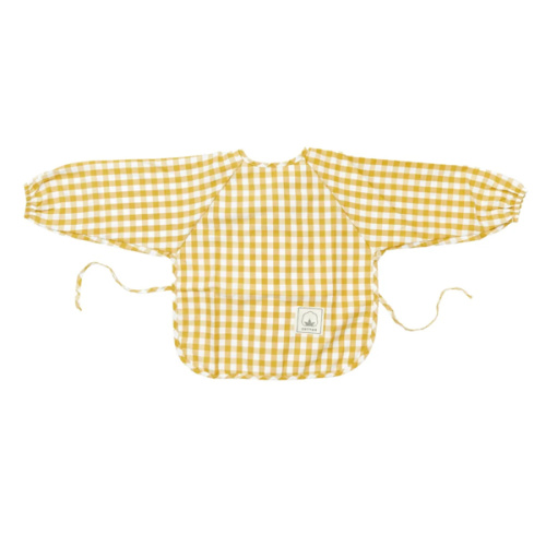 Yellow Gingham Waterproof Baby Smock Bib Long Sleeve