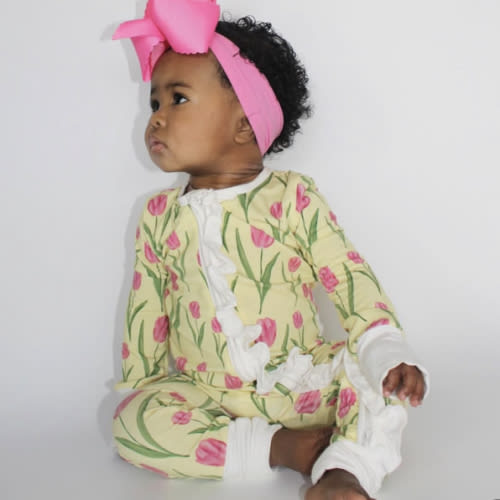 Girls Yellow Tulip Double Zipper Romper – Hamner Hill