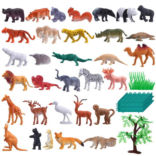 sixwipe 53PCS Realistic Farm Animals Figures Set, Plastic Farm Figurines Play set, Includes Fences Mini Farm Animal for Kids 3~8 Christmas Birthday Gift
