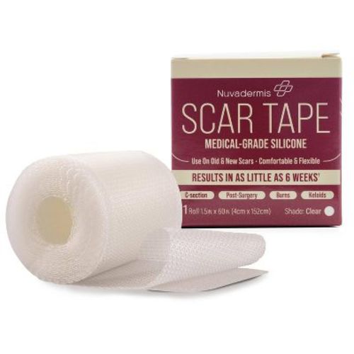 Nuvadermis Silicone Medical Grade Reusable Scar Tape - Clear - 60" Roll