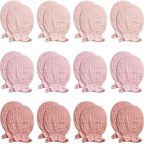 Pro Goleem Muslin Baby Mittens for Newborn, 100% Cotton No Scratch Soft Breathable Gloves for Boys and Girls 0-6 months