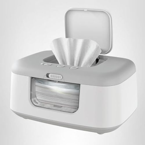 Jool Baby TinyBums Wipe Warmer & Dispenser with Nightlight – On/Off Switch, Large Capacity (Gray)