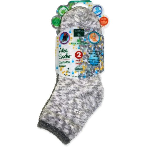 Earth Therapeutics Aloe Socks – Infused w/Aloe Vera & Vitamin E – Helps Dry Feet, Cracked Heels, Calluses – Use with Lotion – Grey/Confetti (2 Pairs)