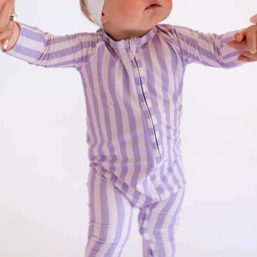 Infant Romper in Purple Stripes