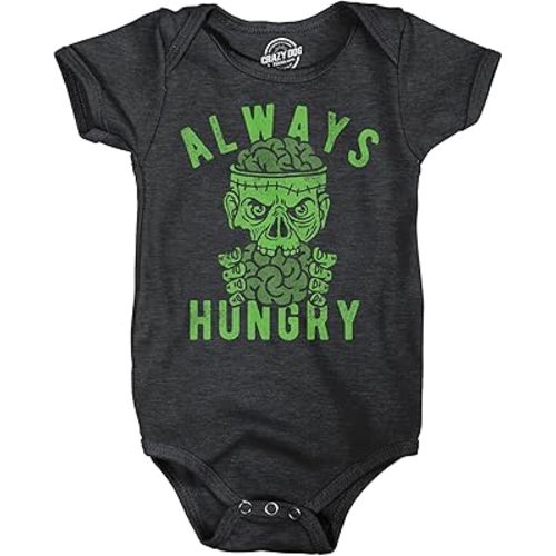 Crazy Dog T-Shirts Always Hungry Baby Bodysuit Funny Sarcastic Halloween Zombie Graphic Novelty Jumper For Infants