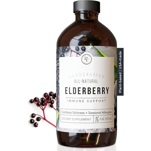 Rowe Casa Organics Elderberry with Antioxidants, Zinc, and Vitamin C for Kids and Adults – Organic Elderberry Syrup for Daily Wellness – Year-Round Formula – 16 Fl Oz