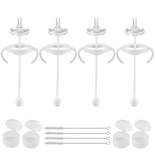 Straw Cup Conversion Kit for Philips Avent Natural Baby Bottles,Weighted Straw Sippy Cup Transition Kit with Soft Nipple and Handles for Toddler, Pack of 4