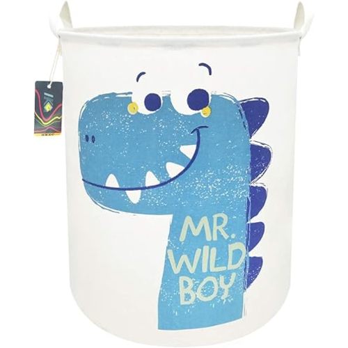 HKEC 19.7" Dinosaur Laundry Basket,Kids Toys Storage Bin for Bedroom,Waterproof Baby Clothes Hamper with Handles,Collapsible Nursery Hamper,Gift Baskets(Dinosaur)