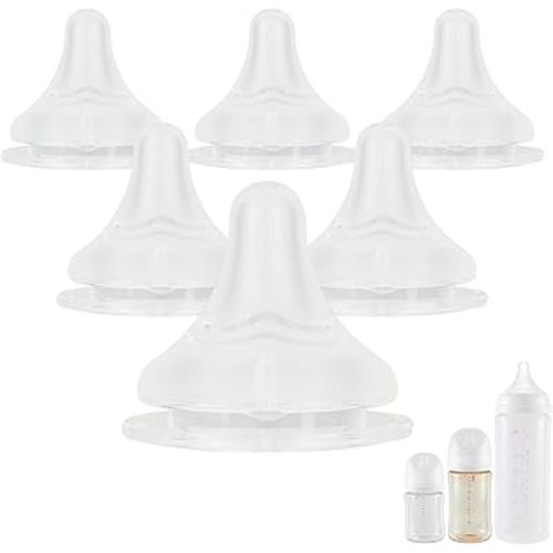 Silicone Nipples(M) for Pigeon Bottle,Medium Flow Baby Bottle Nipples,3m+ 6 Count