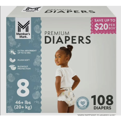 Member's Mark Premium Baby Diapers, Sizes Newborn - 8 - Samsclub.com