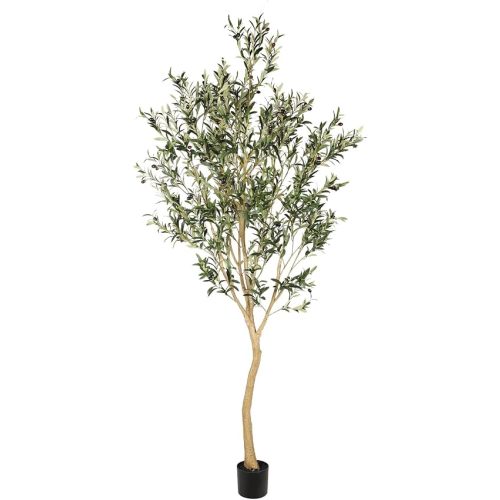 8ft Tall Faux Olive Tree - Realistic Large Olive Trees Artificial Indoor - Fake Olive Tree with Natural Trunk and Lifelike Leaves for Morden Home Office Decor