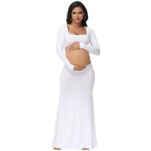 Women's Maternity Elegant Fitted Maxi Dress for Photoshoot
