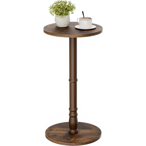 Round Side Table for Nursery, Rustic Brown
