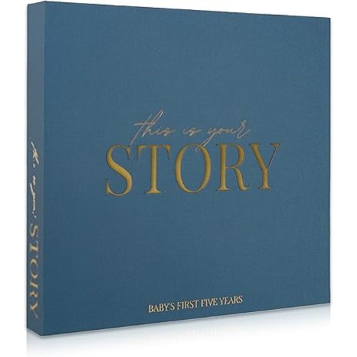 Baby Memory Book from Pregnancy to Age 5, Baby Book Keepsake & Milestone Journal for Boy or Girl, Gender Neutral Scrapbook Album with Stickers & Keepsake Box