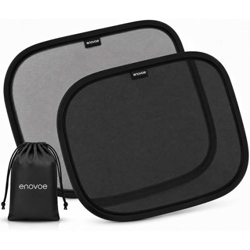Enovoe Car Window Shade for Baby - (2 Pack) UV Protection Breathable Mesh Baby Window Covers - Sun Shade Blocker, Cling Windows Cover - Glare Shield and UV Rays Protection for Your Child - XL 25"x16"