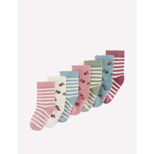 7-Pack Baby Socks-Floral Stripe