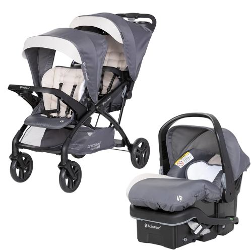 Baby Trend Sit N' Stand Double Stroller 2.0 DLX with 5 Point Safety Harness and EZ-Lift Plus Lightweight Infant Car Seat with Cozy Cover, Magnolia
