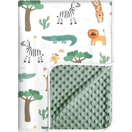 Baby Blankets for Boys or Girls, Super Soft Nursery Crib Blanket, Newborn Blanket with Double Layer, Dotted Backing, Lightweight Baby Crib Blanket, 30 * 40 inche (Great Forest)