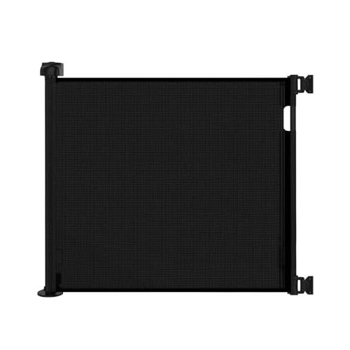 33" H Retractable Baby Gate, Fits up to 55" W, Hardware Mounted | Retractable gate fits openings up to 55"; hardware-mounted, drilling required for babies, pets, stairs and doorways.