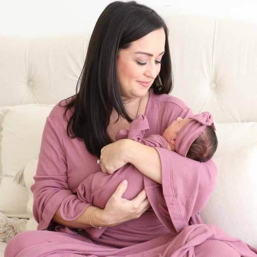 Boysenberry Bamboo Waffle Knit Maternity Robe