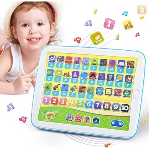Bilingual Spanish & English Learning Toys for Toddlers 1-3, Kids Interactive Learning Tablet, Childrens Alphabet ABC / Words / Numbers / Colors Learning Pad, Education Toy for Babies 24 Month+