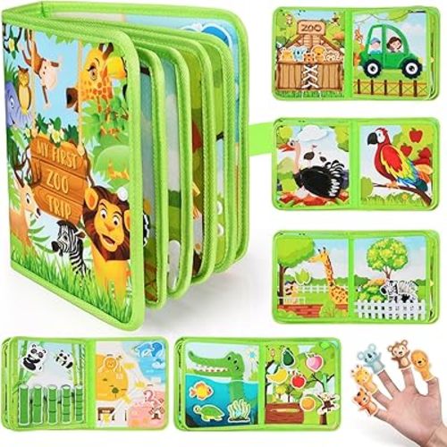 Busy Book for Toddlers 1-3: Busy Board for 1 Year Old Montessori Toys, Quiet Books Toddler Activity Board, Educational Sensory Toys Birthday Gift for Girls Boys, Travel Toy for Toddlers 2-4 Plane Car