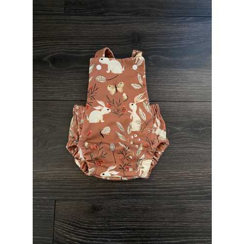 Organic Cotton Bunny Romper: Cross Back Easter Outfit