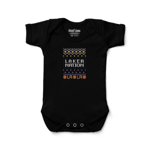 Newborn Los Angeles Lakers Chad & Jake Black X-mas Graphic Bodysuit