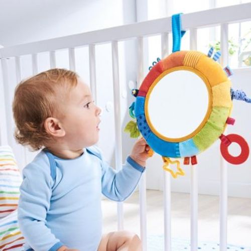 HABA Rainbow Baby Mirror for Tummy Time - Developmental Infant Toy for 6-12 Months - Baby Sensory Toy for Baby Gifts 6 Months and Up