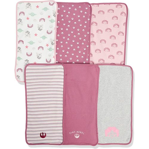 Amazon Essentials Disney | Star Wars | Princess Baby Girls' Burp Cloths, Pack of 6