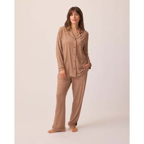 Clea Bamboo Long Sleeve Pajama Set | Auburn Gingham - Kindred Bravely
