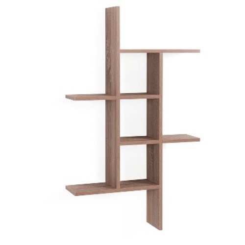 40" x 24" Cantilever Wall Shelf Weathered Oak - Danya B.: Modern Laminated MDF Floating Display