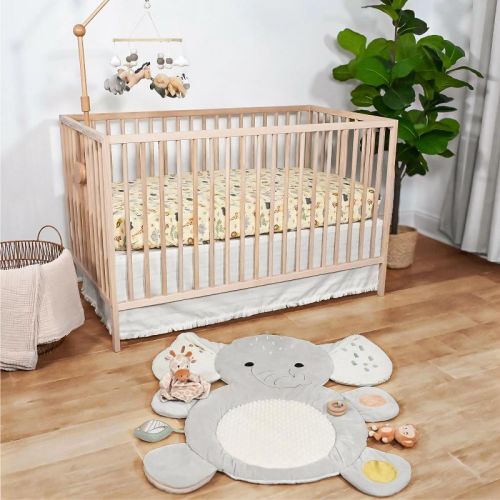The Peanutshell Elephant Safari Tummy Time Mat and Security Blanket Crib Bedding Set, 4-Piece Set